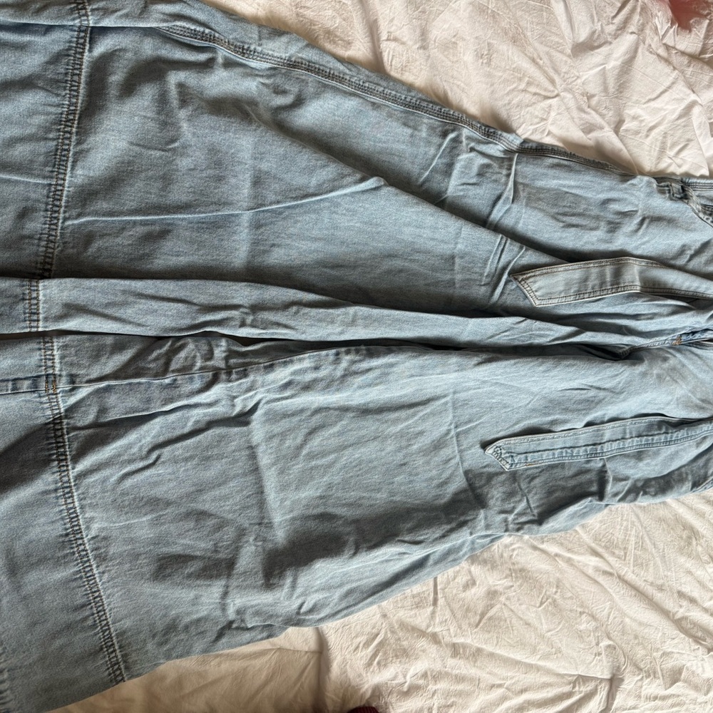 Casual Light Blue Denim wide leg pants